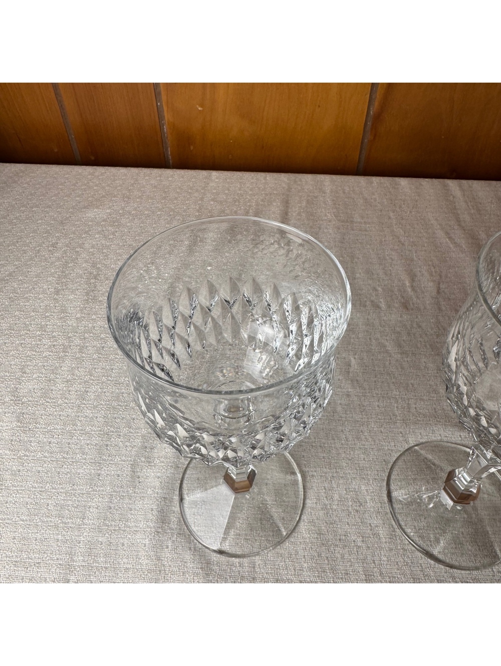Vintage Crystal Wine Glasses Set of 2 Cut Crystal Goblets Elegant Stemware - Picture 5 of 7